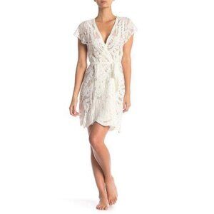 Flora Nikrooz Ivory Dorothy Embroidered Wrap Mesh Robe
